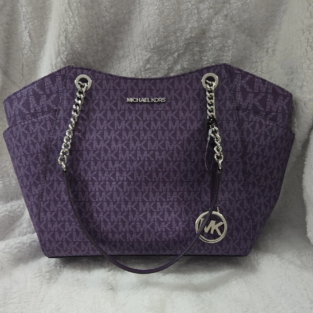 Michael Kors Purple Signature Canvas Tote - Picture 2 of 12